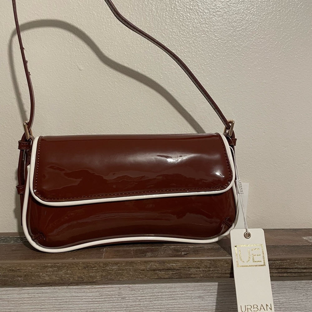 Urban Outfitters Glossy Brown Shoulder Bag 70’s style